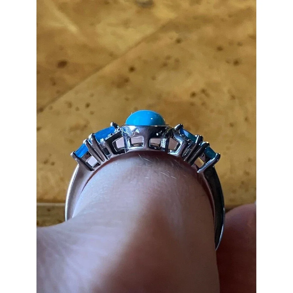 Sleeping Beauty Turquoise Blue Apatite Sterling Silver Ring Size 10